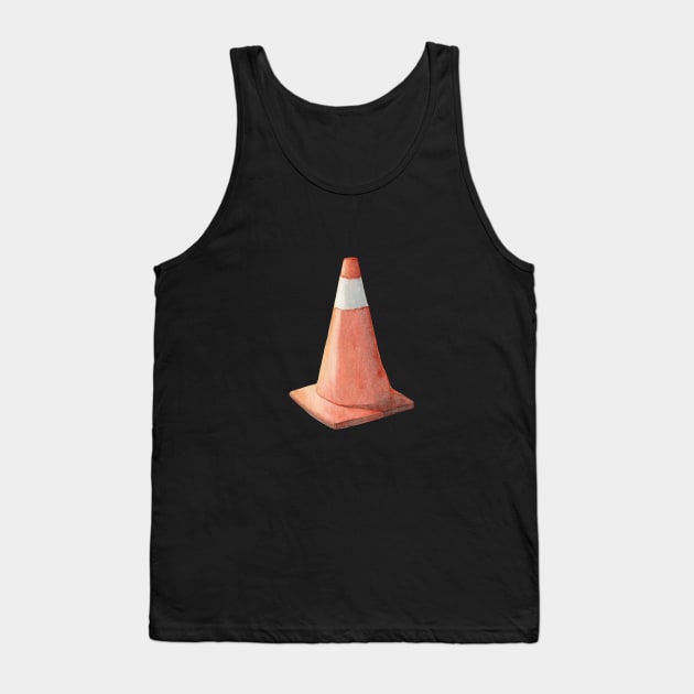 Watercolor Traffic Cone Caution Sign Tank Top by SRSigs